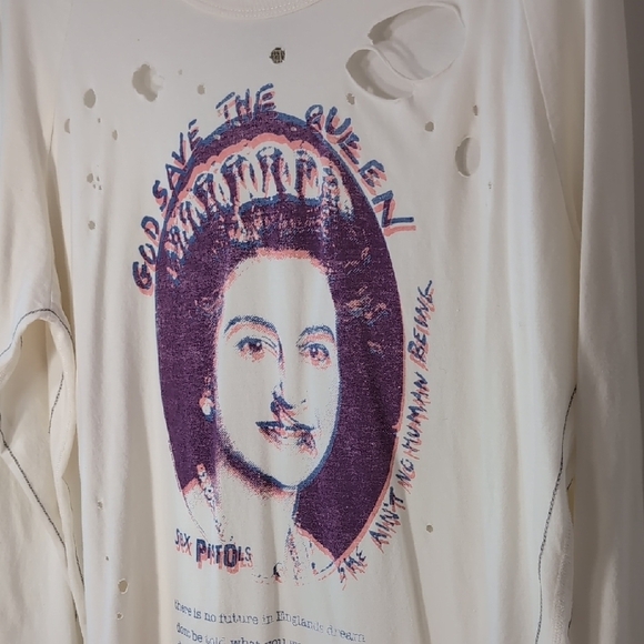 Trunk | Sex Pistols Cream And Purple Distressed Long Sleeve Cotton Tee Size XL - Picture 6 of 9